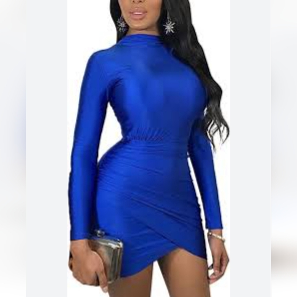 Electric blue mini body hugger dress